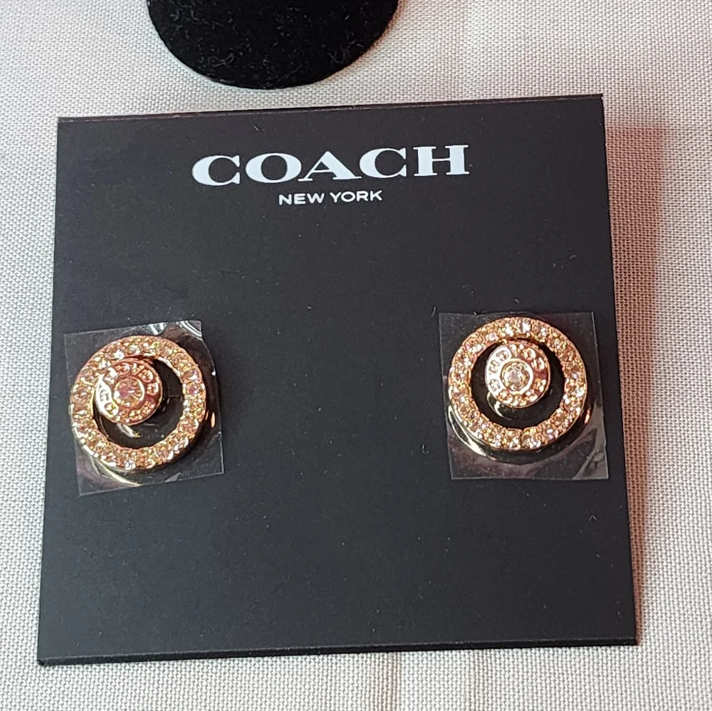 Coach Open Circle Halo Pave Stone Earrings